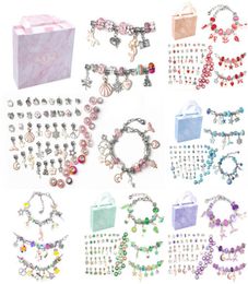 Bracelets à breloques Kit de bracelets pour femmes bijoux à bricoler soi-même faisant des accessoires ensemble de breloques en métal enfants à la main perles macroporeuses tendance main 4444462