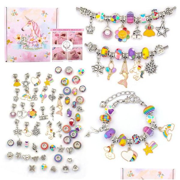 Bracelets de charme Bracelet Kit pour femmes DIY Bijoux Fabrication Accessoires Charms en métal Set Enfants Tendance Chaîne à la main à la main Roporous Perle Dhytf