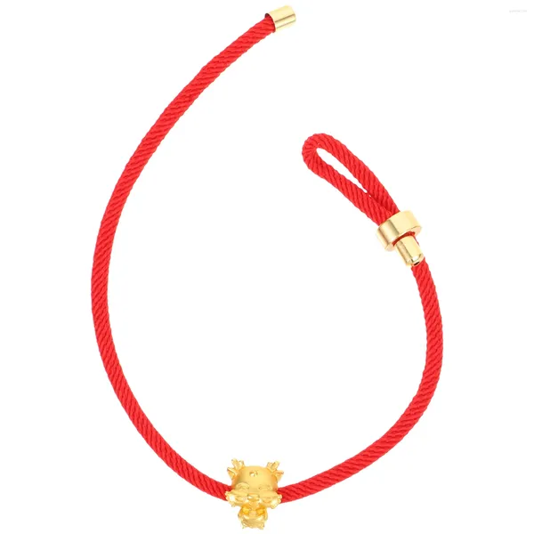 Pulseras con dijes Pulsera Cuerda Año chino Nacimiento Protección roja Mujeres Zodíaco Dragón Señorita