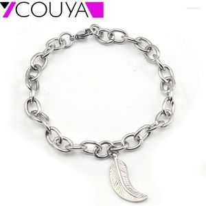 Bracelets porte-bonheur Bracelet couleur argent bijoux de mode pour hommes/femmes le pendentif feuille de plume stéréo bracelet brut bandes bracelet