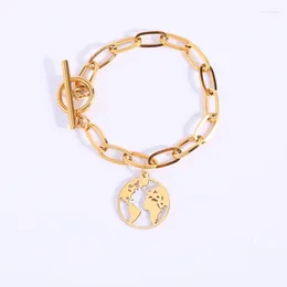 Bracelets porte-bonheur Bracelet en acier inoxydable pour femmes couleur or/argent chaîne à bascule en métal Femme Pulseras Mujer