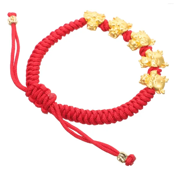 Bracelets de charme Bracelet tressé Protection Zodiac chinois Alliage d'aluminium Corde rouge Hommes et femmes Poignet Accessoire Année Cadeau