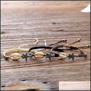 Bedelarmbanden gevlochten armband unisex - handgeweven armbanden enkelband met shells zeester great surfer Hawaiiaanse stijl J dhseller2010 dhlea