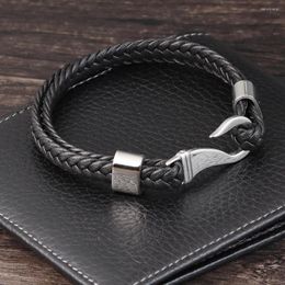 Bracelets porte-bonheur cuir tressé Double couche Bracelets hommes bijoux Vintage sportif facile-crochet main masculine