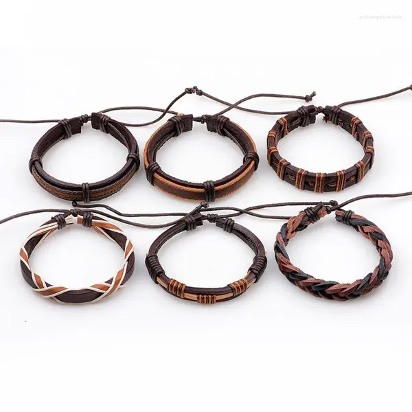 Braceletas Charmelets trenzados brazaletes de hombres Fashion versión coreana de un traje retro simple de seis piezas de cuero joyería masculina