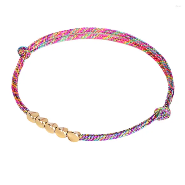 Bracelets de charme tressé corde cadeau bracelet coloré belle amitié tricot réglable femmes perles de cuivre tibétain