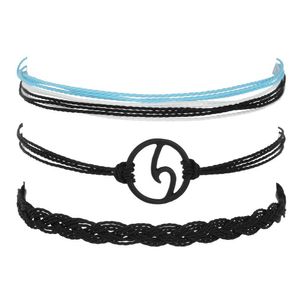 Pulseras con dijes Trenzado Cuerda de cera Pulseras con ondas Conjunto Mtilayer Pulsera ajustable para mujer Cadena para el tobillo Joyería de moda Regalo Gota Entrega Dhq7U