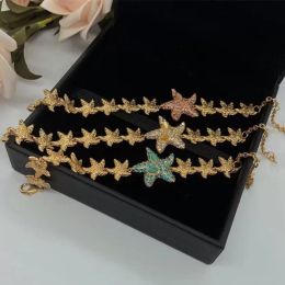 Bracelets de charme Marque Dames Gold Star Crystal Starfish Chaîne Lien Colliers Bijoux De Mariage Accessoires Européens Cadeau De Fête