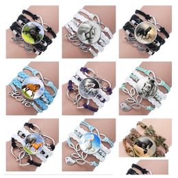 Bedelarmbanden merk verkopen paarden edelsteen glazen armband handwoven mtilayer lederen fb144 mix bestel 20 stuks veel druppel levering juweel dhqch