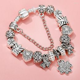 Charm Bracelets Brand Vintage Silver Plated Lucky Bracelet Big Hole Alloy Beads Ladies Christmas Ornament Hombres y mujeres