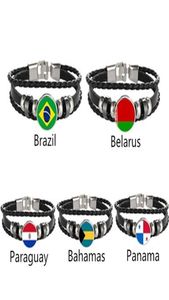 Bracelets Charm Brasil Bielorrusia Paraguay Bahamas Panamá Panamas Pulseras de cuero multicapa Moda y mujer joyería2528277