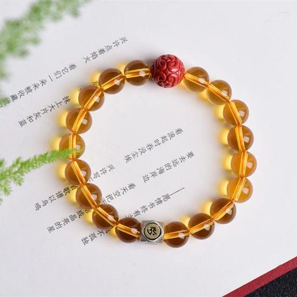 Bracelets de charme Bracelet Topaz Brésilien Source de richesse Crystal Perles de transfert pour hommes Zodiac Patron Bouddha Mode Simplicité