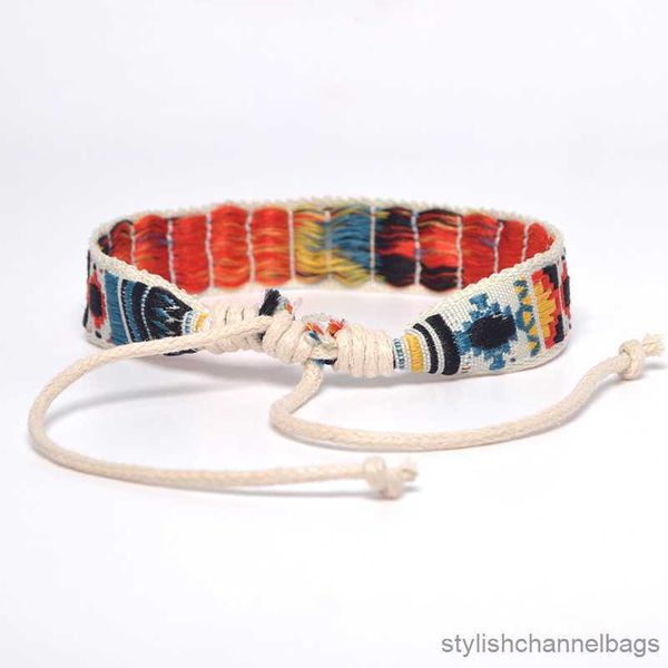 Pulseras de encanto brillante étnico folk algodón y pulsera cordón hecho a mano bordado hippie amistad pulseras mujeres R230905