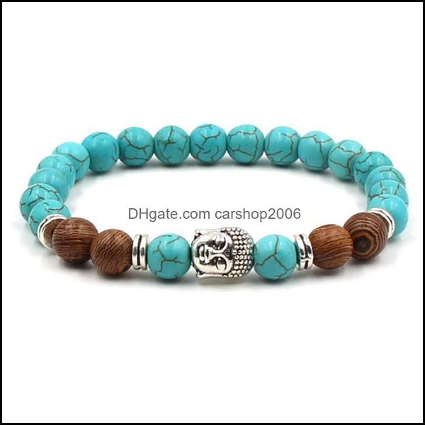 Bracelets de charme Bracelet de perles de Bouddha Tiger Eye Agate Pierre naturelle Femmes Menturquoise Carshop2006 Drop Delivery 2021 Jewel Carshop2006 Dhf6H