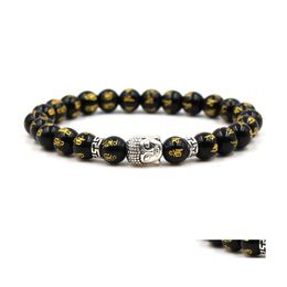 Bracelets porte-bonheur Bouddha Lettre Ecriture Élastique Sanskrit Perle Braclet Chapelet Prière Bijoux Pseira Pierre Bracele Yydhhome Drop Delive Dhsre