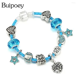 Bracelets de charme Buipoey Blue Pink Tree of Life For Women Men Men Couple de mariage Perle pendentif Bracelet en cuir Cadeaux de fiançailles