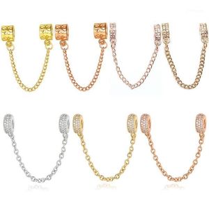 Pulseras con dijes Buipoey Moda Rosa Oro Margarita Patrón Brillante Zircon Cadena de seguridad Ajuste 3 mm Serpiente Cuentas Pulsera Brazalete Joyería Gift267s