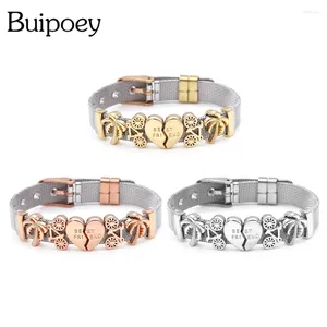 Bracelets de charme Buipoey Trend Love-Heart en acier inoxydable Bracelet en mesh pour femmes Brangle Coupages féminins Lovers Original Watch Belt