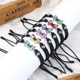 Bracelets de charme Bracelets papillon classique réglable tissé femmes filles charme chaîne à main pour l'amitié amour livraison directe Otdg9
