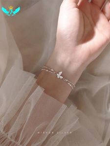 Bracelets de charme Bracelet en cristal papillon hypoallergénique simple double couche bijoux femmes cadeau rencontre pour bijoux TOA