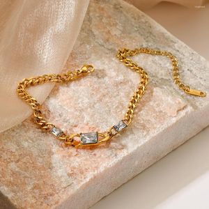 Bracelets porte-bonheur acheter des bijoux de mariage en cristal de zircone cubique de luxe pour les femmes cadeau en acier inoxydable couleur or Non décoloré