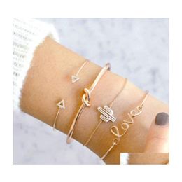 Pulseras con dijes Pulsera de cactus Triángulo Apertura Amor Diamante Cuatro juegos de fabricantes de trajes Entrega directa Joyería Dhs6B