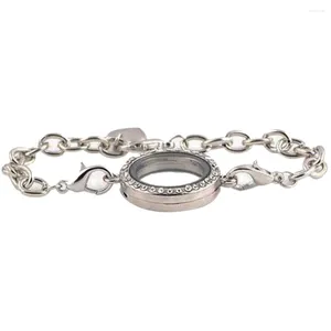 Bracelets porte-bonheur peuvent être ouverts Miss cadre photo rond strass médaillon flottant Bracelet femmes