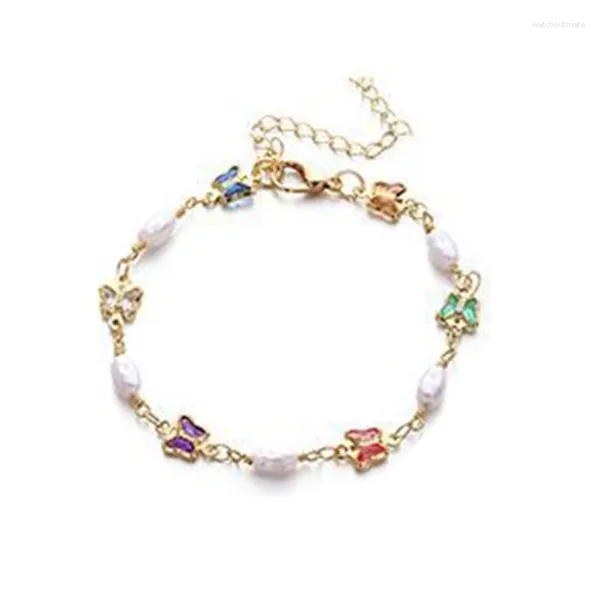 Bracelets porte-bonheur couleur bonbon, chaîne, bijoux, cadeau, matériaux en alliage, pour femmes et filles