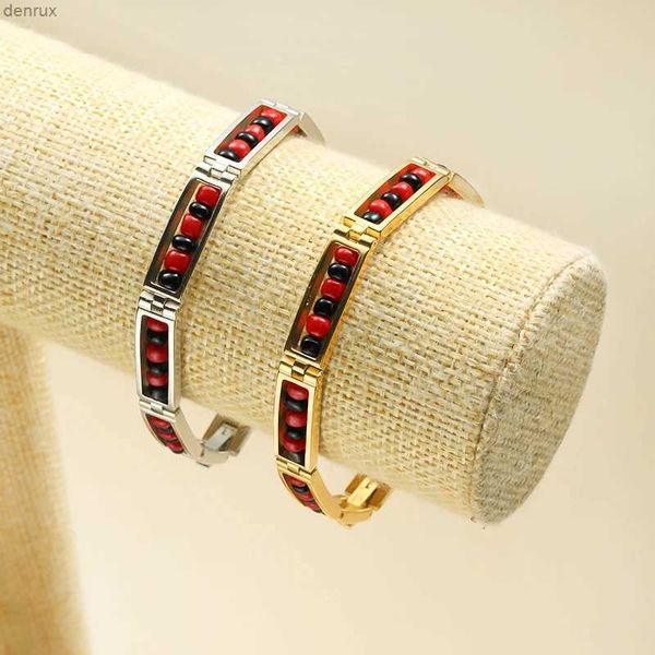 Bracelets de charme Carlidana 2023 Nouvelle tendance Bijoux en acier inoxydable Couleur rouge et noir Orula Perles Bracelet Unisexe Lucky Amulet Bracelet pour femmes