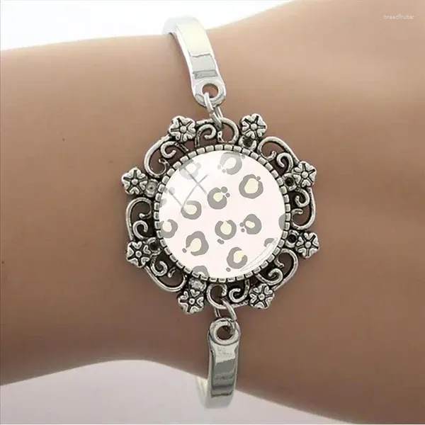 Pulseras con dijes de dibujos animados, cadena de grano de leopardo, pulsera de encaje, cúpula de cristal, diseño de enlace, regalos, joyería al por mayor, FHW913