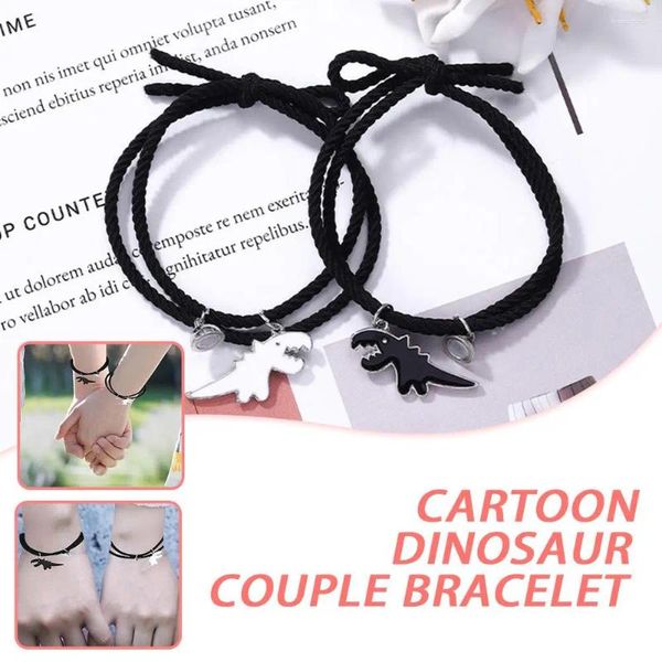 Bracelets de charme Dessin animé magnétique mignon dinosaure pendentif couple braceletmutuellement attrayant amitié corde cadeaux pour femmes et hommes T4P4