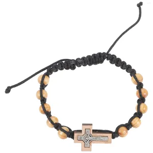 Bracelets de charme Bracelet catholique Collier de chapelet décoratif Perles de prière exquises Chaîne en bois Collier perlé