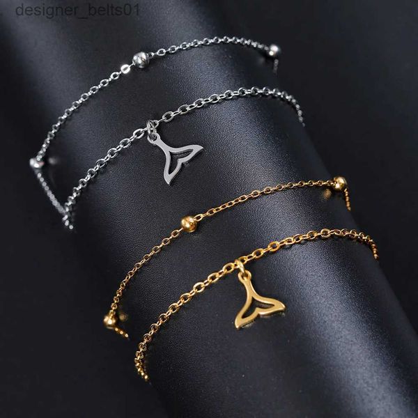 Charme Bracelets Cazador mignon queue de baleine Bracelet à breloques pour les femmes en acier inoxydable Animal ours libellule Double chaîne Bracelet cadeaux bijoux NewL231214