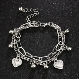 Bedelarmbanden Kettingschakel Hartarmbanden Armbanden Eenvoudige armband Roestvrij stalen sieraden voor vrouwen Drop 231121