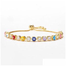 Bracelets de charme bracelets de charme bleu mal œil cristal Muslim pour les femmes bijoux de mode 7 bracelet turc gold couleur plaquée dhgarden d dhbn2