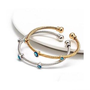 Pulseras con dijes Pulseras con dijes Gota de aceite Malvado Ojo turco Brazalete Pulsera Oro Plata Color Brazaletes Regalos para mujeres Hombres Joyería de moda Dh2L8