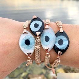 Bracelets de charme Bracelets de charme Bracelet mauvais œil pour femmes bijoux à la mode bijoux turcs bohème amitié Psera tresse Dhgarden Dhuoo
