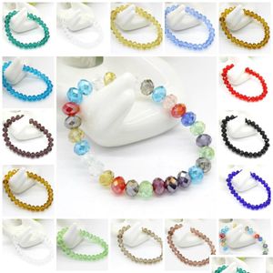 Pulseras con dijes Pulseras con dijes Cuentas de cristal facetadas Plateado Diamante Diamante de imitación Pulsera elástica con cuentas Joyería de entrega de gota Sujetador Dhze2