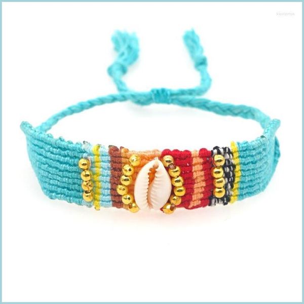 Bracelets porte-bonheur Bracelets porte-bonheur Go2Boho 2022 Boho Plage Coquillage Gland Pseras Bracelet Tressé À La Main Bracelet Tissu Tissu Pour Femmes Dhsm5