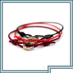 Charm Bracelets Bracelets à breloques bijoux en acier inoxydable 316L anneau de trinité Bracelet à cordes trois anneaux dragonne Couple pour les femmes 2382