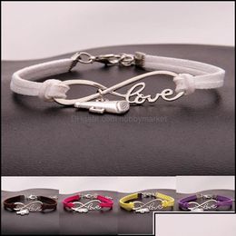 Bracelets de charme Bracelets de charme bijoux Cheer Leader corne souhait infini amour Veet corde Wrap bracelet pour femmes hommes luxe sport cadeau Dr Dhadx