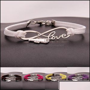 Pulseras con dijes Pulseras con dijes Joyería Cheer Leader Horn Wish Infinity Love Veet Rope Wrap Brazalete para mujeres Hombres Regalo deportivo de lujo Dr Dhadx