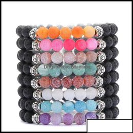 Bedelarmbanden bedelarmbanden sieraden sieraden agaat zwarte lava stenen armband etherische olie per diffuser voor vrouwen mannen yoga druppel otoe22