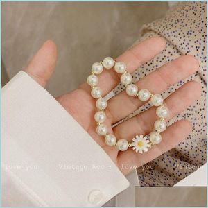 Bedelarmbanden bedel armbanden Koreaanse retro ge￯miteerde parel ronde kralen madeliefje bracelet irregar geometrische bloem voor vrouwen feest acce dhelv