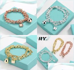 Pulseras con dijes Pulseras con dijes Love Ball Lock Pulsera doble Joyería fina para mujeres Gold Sier Pseiras Famosa entrega directa 2022 7413981