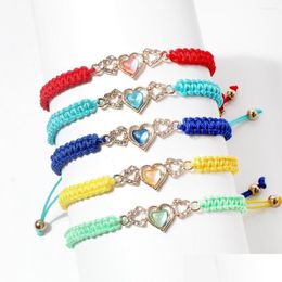 Bracelets de charme Bracelets de charme Minhin Saint Valentin Amoureux tissés à la main Amour Épissage Bracelet Mode Simple Cristal Jewelr Dhgarden Dhkl6
