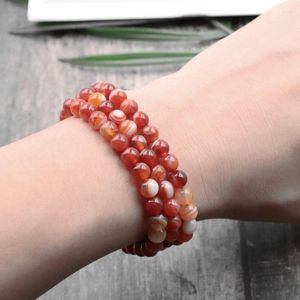 Bedelarmbanden charmes kralen armband natuurlijke rode aderen agates stenen ronde kralen 3 lagen retro bid boeddhisme bangle sieraden 21 