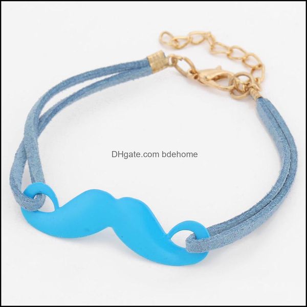 Pulseras con dijes Charms Individualidad Marca Vintage Bigote Pulsera de cuero Bdehome Drop Entrega Joyería Dhxpj