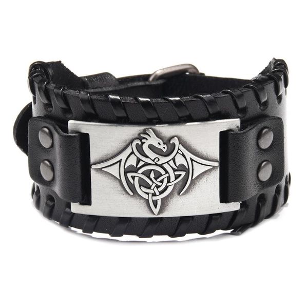 Charme Bracelets Charmsmic Cool Dragon Bracelet En Cuir Véritable De Haute Qualité Hommes Mâle Européen Style Vintage Bracelet Prix D'usineCharme C