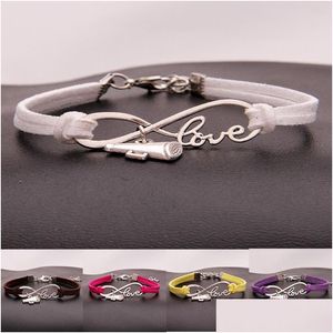 Bracelets de charme Cheer Leader Horn Wish Infinity Love Veet Rope Wrap Bangle pour femmes hommes bijoux de sport de luxe cadeau livraison directe Dhysw